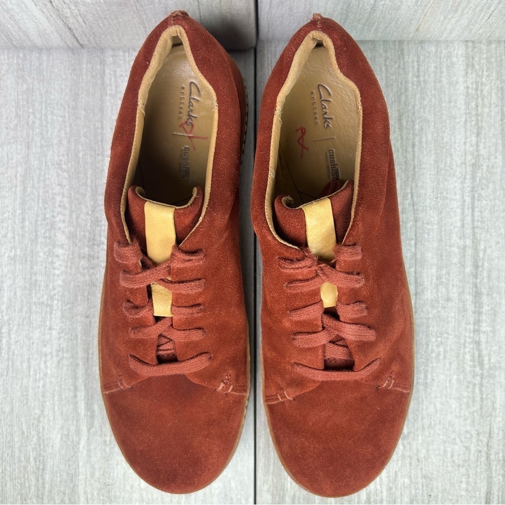 Clarks Amberlee Crest Rust Maroon Suede Classic Sneaker Lace Shoe Womens Size 9 - Picture 6 of 11